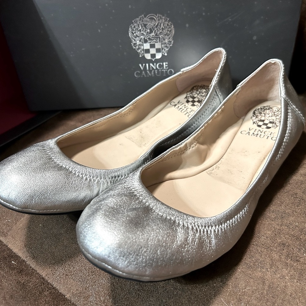 Vince Camuto Shimmering Silver Loafers